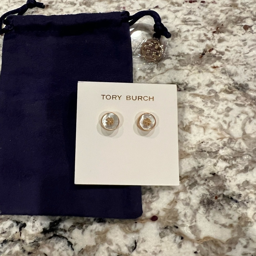 Tory Burch Kira Semi Precious Circle Stud Earrings